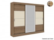 Guarda Roupa Armario Roupeiro Mademarcs Europa Alfa Espelhado 03 Portas 2.18 m